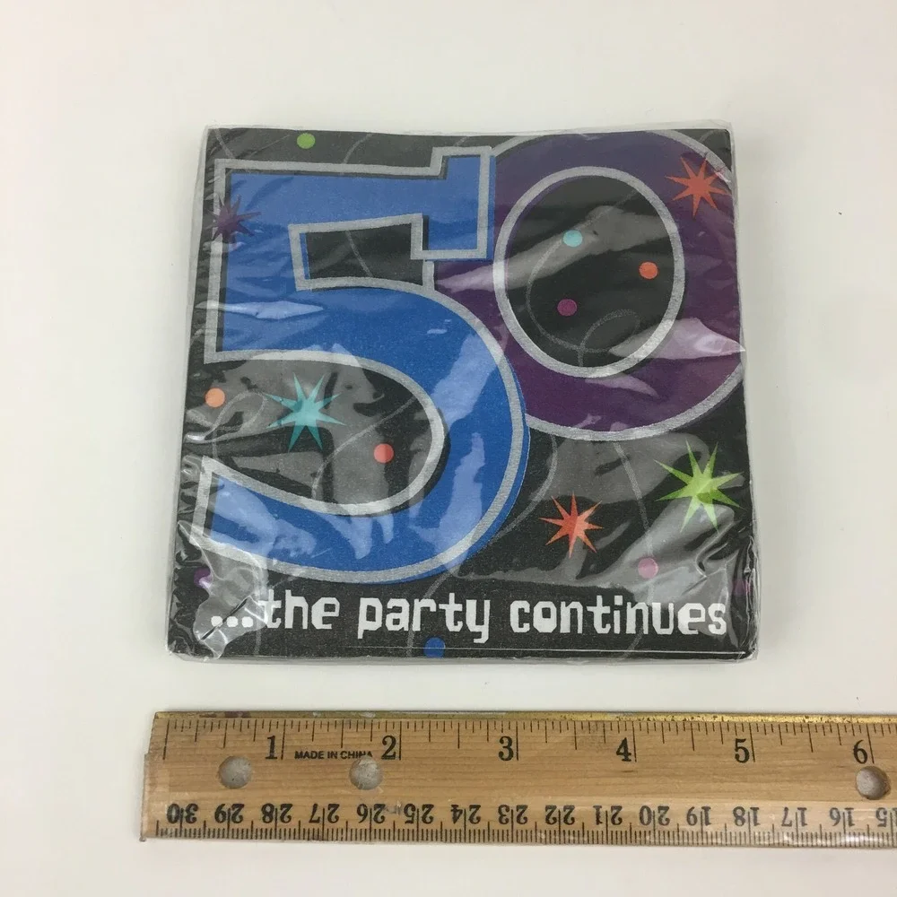 50th Birthday Confetti Candles Napkins Plates Party Black Silver Colorful‎ READ
